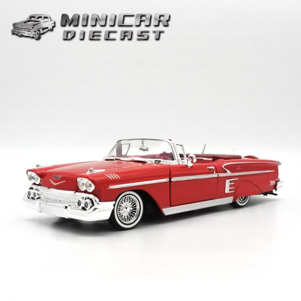 モーターマックス 1/24 箱入り ミニカー 1958 CHEVY IMPALA レッド