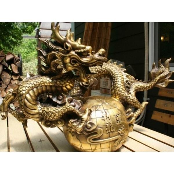 特大圧倒的なパワー龍の置物 銅製(真鍮) 横幅50cm 龍 龍の置物 龍神 竜