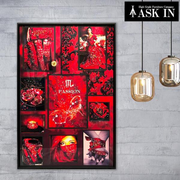 クリスタルアート 情熱 41x61cm 薔薇 さそり座 scorpio 星座 星