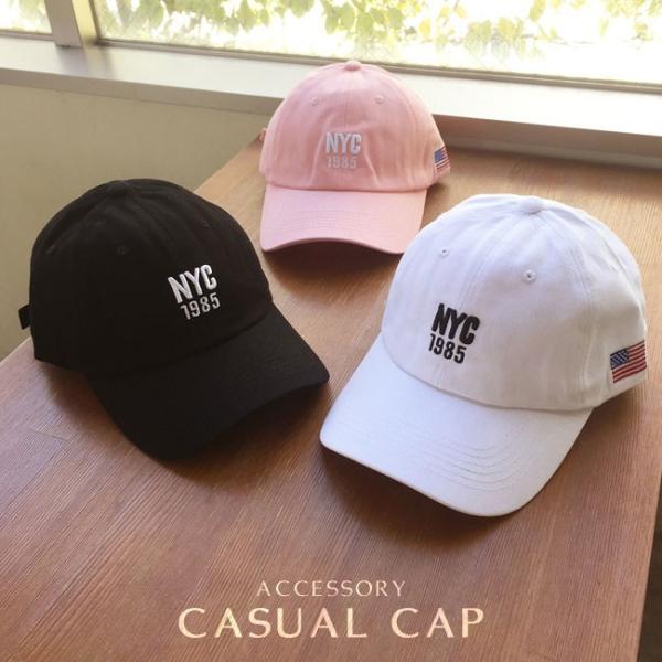 ベースボールキャップ 帽子 刺繍 NYC ロゴ 星条旗 1985 レディース