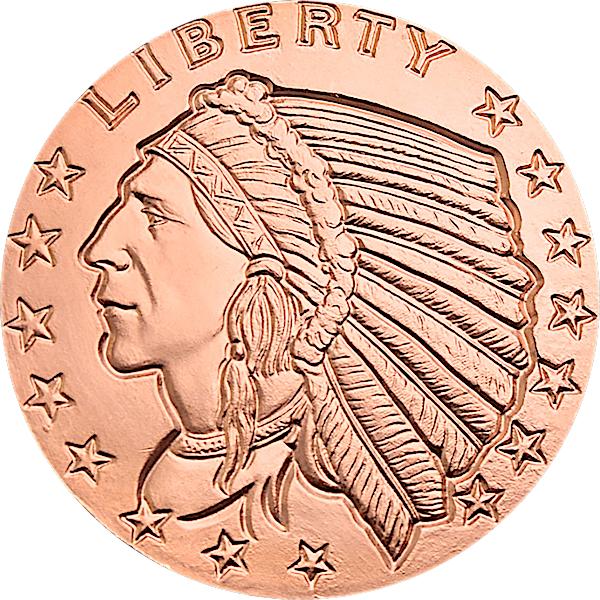 カプセル付き] (新品) アメリカ「インディアン」純銅 赤金 1常衡オンス