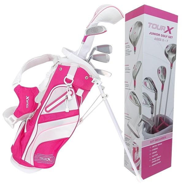 TOUR-X ピンクジュニア ゴルフセット サイズ ＃1 （5-7才用） : ゴルフ