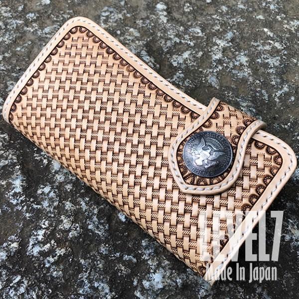 長財布/ハンドメイドロングウォレット バスケットカービング