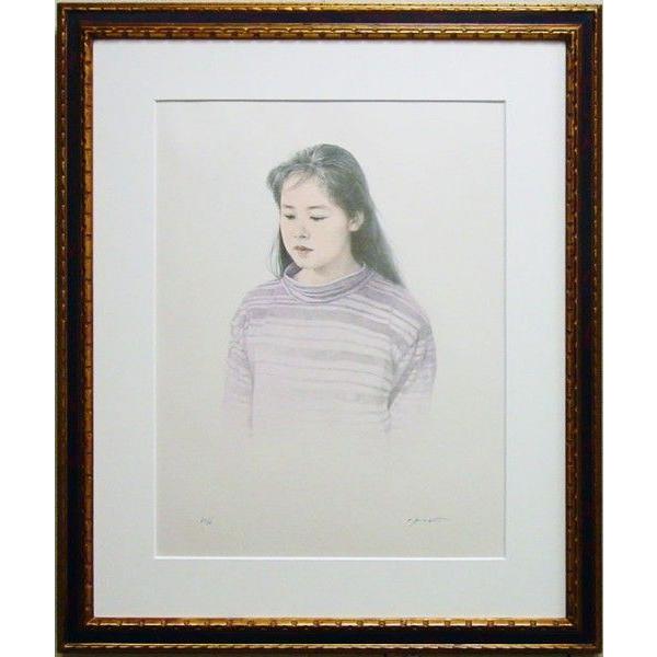 藤井 勉 『少女』 リトグラフ（石版画）+手彩色 : 内田画廊 - 通販