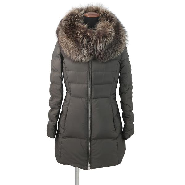 プラダ ダウンコート ブルーフォックスファー レディースサイズ36S