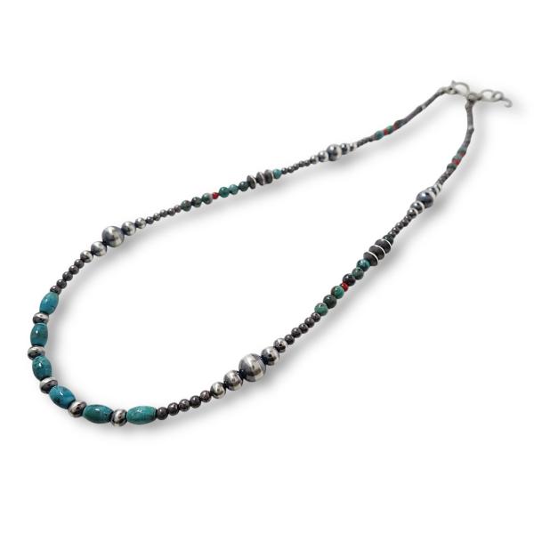 NAVAJO OLD シルバー 925 ターコイズ ビーズ ネックレス 55cm navajo