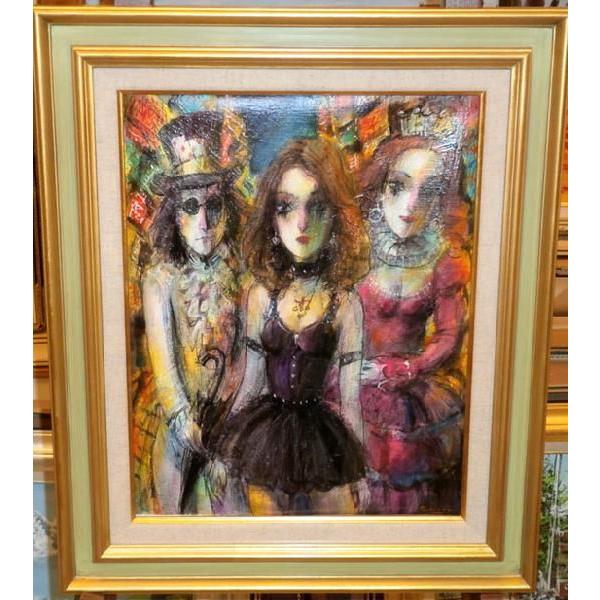 人物画 絵画 F6号油絵 諸岡理 作 「東京の夜」 インテリア 定価42000円