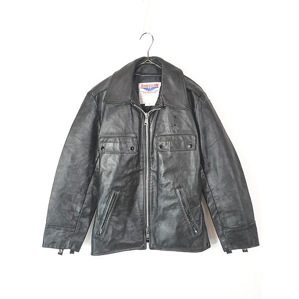 古着 80s Canada製 American Leatherwear 本革 レザー ポリスマン