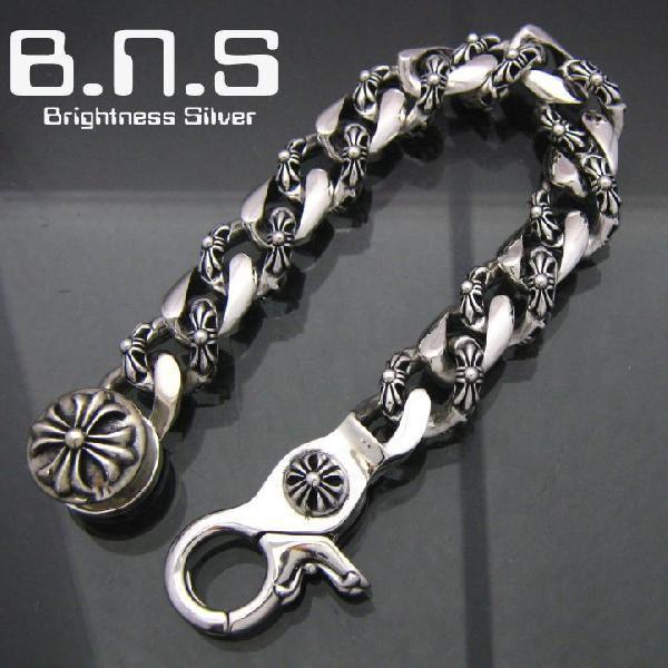 超重厚!! ファンシーチェーンブレスレット ゴシッククロスクラスプ