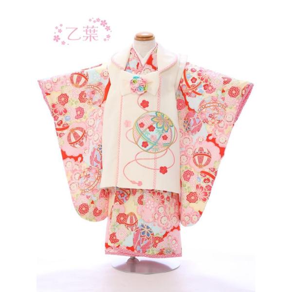 乙葉|被布着物 3歳女の子|七五三着物3歳 女の子(被布)フルセット(赤系