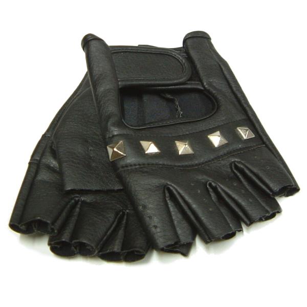 スタッズフィンガーグローブ PUレザー手袋 ロックファッション ビョウ