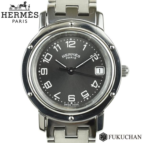 HERMES/エルメス クリッパー レディース ウォッチ 黒文字盤 CL4.210/SS