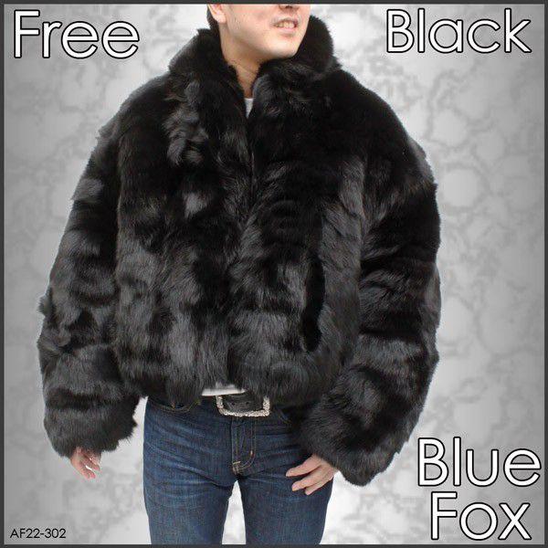 毛皮ジャケット メンズ ブルーFOX ファーコート 天然毛皮 AF22-302