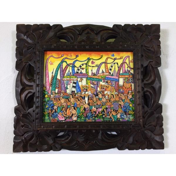 バリ絵画 バロンの祭列 イ・クトゥッ・ソキ（I Ketut Soki） 額付き A