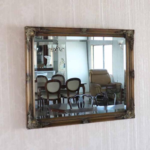 デコレーションミラー 壁掛け ミラー ブラウン 縦横兼用 鏡