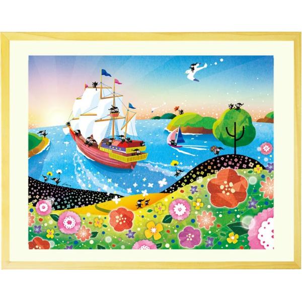 絵画 インテリア 海の絵 (輝きの朝/Lサイズ) 額入り 玄関 風水