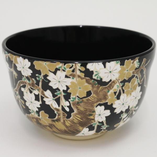 茶道具 抹茶茶碗 黒仁清写し 枝垂桜 宮地英香作 茶道 : 茶道具いまや