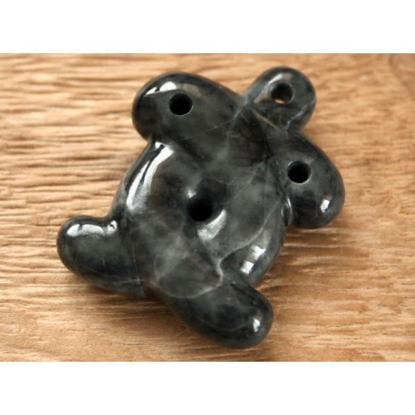 糸魚川黒翡翠連結勾玉 M08679 豊翠 作 50mm*39mm*12mm 糸魚川産 黒