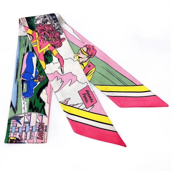 HERMES（エルメス） ツイリー スカーフ WOW アメコミ風デザイン シルク