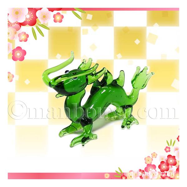 干支 辰 置物 龍 ガラス細工 縁起物 正月 飾り グラススクエア プチ