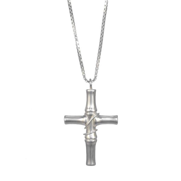 バンブー グッチ クロス ペンダント ネックレス シルバー925