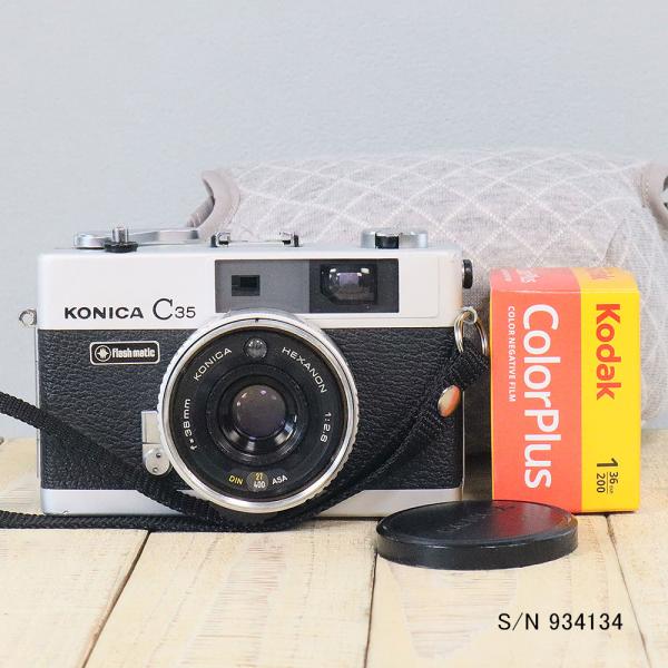 中古】【保証付 】 コニカ KONICA C35 Flashmatic S/N 704485（ケース