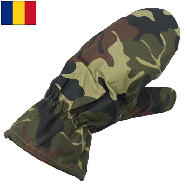メール便可 ルーマニア軍 コットン ミトングローブ M90 リーフカモ
