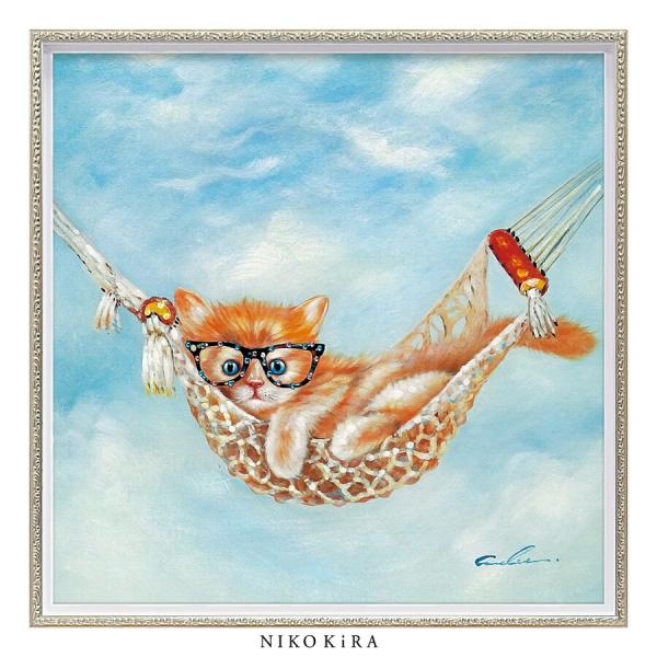 油絵 菅家令子 絵 絵画 インテリア F6-071019 猫たち 油絵 絵 絵画