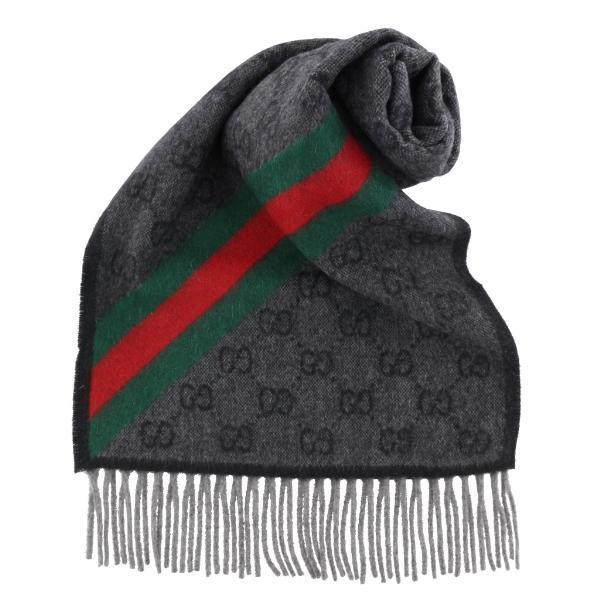 GUCCI（グッチ） マフラー メンズ レディース GGロゴ ブラック グレー