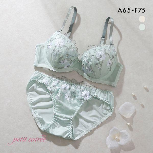 SHIROHATO（白鳩） ブラジャー プチソワレ 花柄刺繍 ブラセット ABCDEF