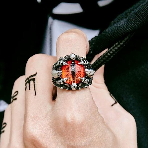 ドラゴン リング メンズ ステンレス レッドアイ 龍の目 デビル 全3色