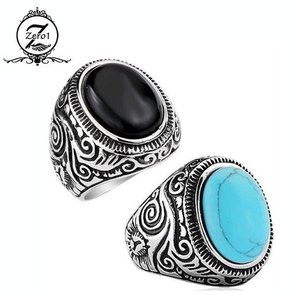 ターコイズ リング ステンレスリング メンズ オニキス 全2色 av2