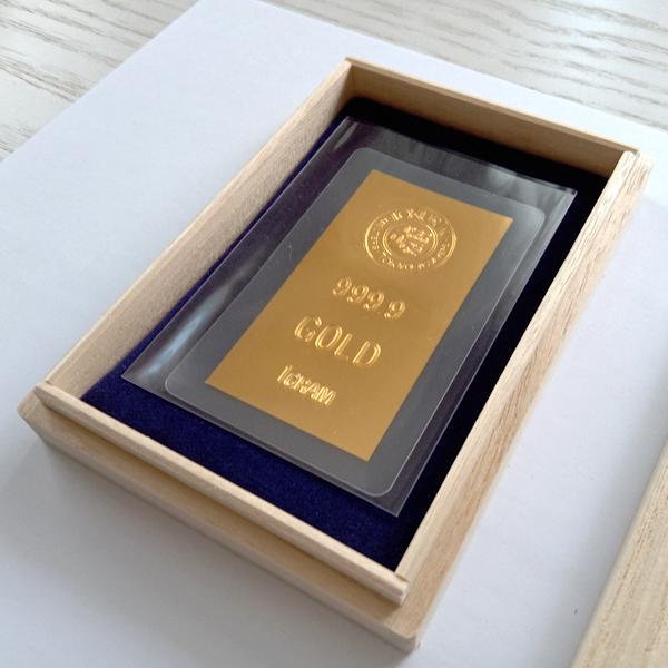 24金 純金カード 徳力ロゴ 1g 徳力本店発行 桐箱付き 純金護符 お守り