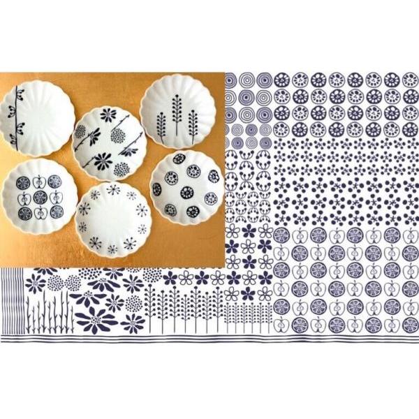 白磁用】禅-zen- 転写紙 紺色 ポーセラーツ 転写紙 和柄 A3サイズ