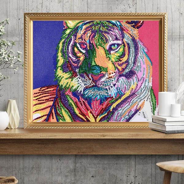 ラインストーンビーズ ハーフ ダイヤモンドアート 刺繍キット 虎