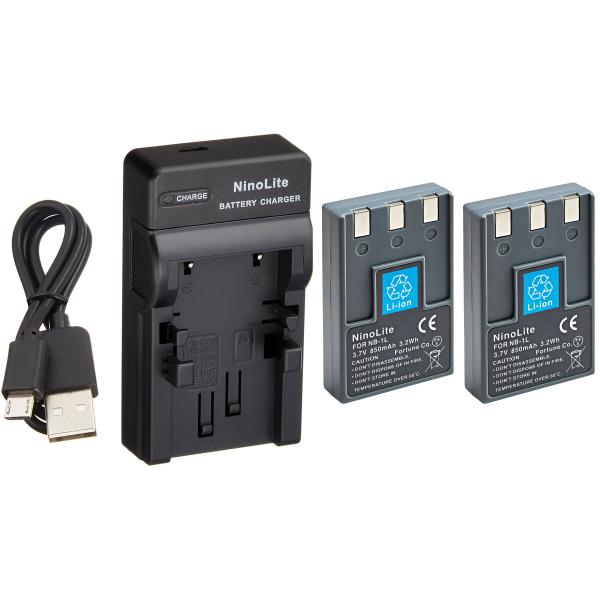 DC17 USB型充電器 CB-2LS と キヤノンNB-1L NB-1LH 互換バッテリー2個