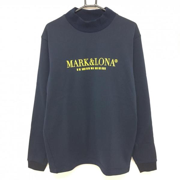 新品】マークアンドロナ 長袖ハイネックシャツ ネイビー×イエロー 胸