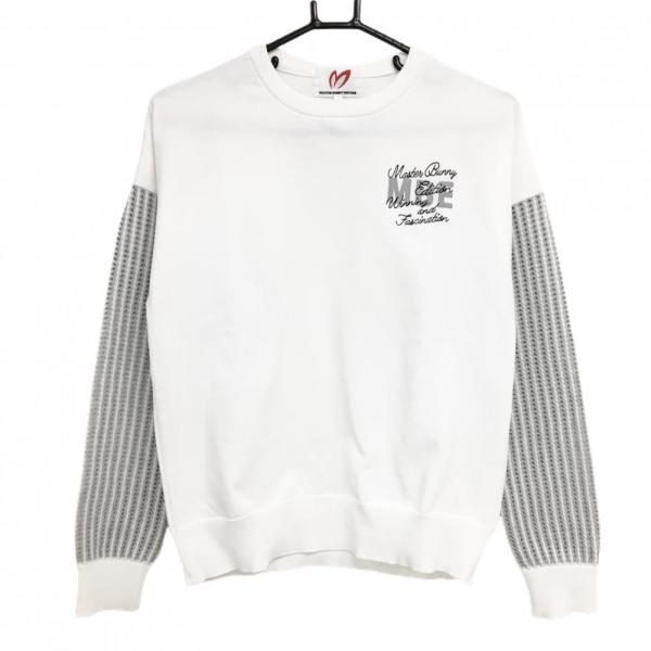 マスターバニー セーター 白×グレー 袖透かし編み ニット レディース 1