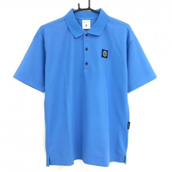 MARK&LONA（マークアンドロナ） 半袖ポロシャツ ブルー 襟ニット胸ロゴ