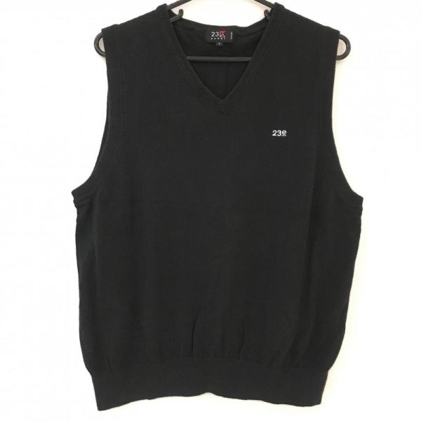 23区GOLF 23区スポーツ ニットベスト 黒 Vネック コットン100％ メンズ
