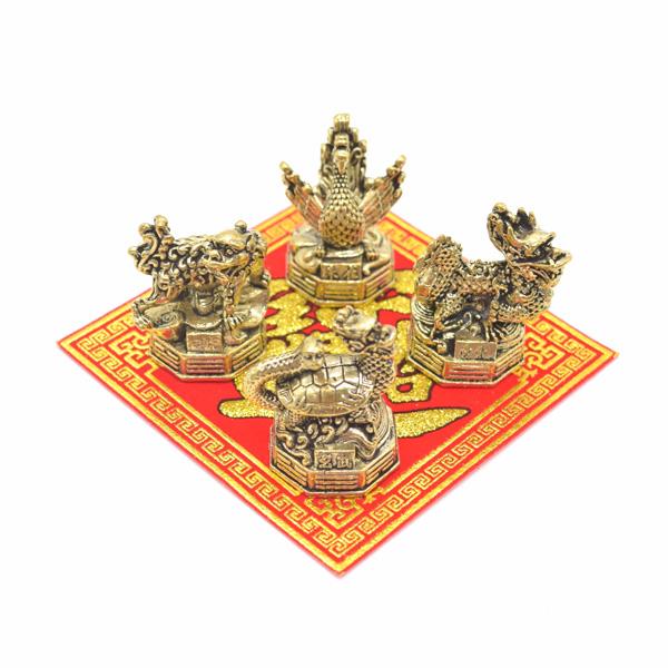 四神 セット 青龍 朱雀 白虎 玄武 台座付きミニチュア 4.5cm 金属製