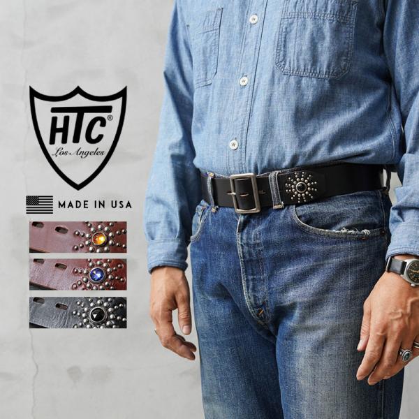HTC エイチティーシー END ONLY 1.75”カウレザー スタッズベルト MADE