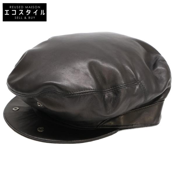 GUCCI（グッチ） オールレザー ハンチング 帽子 S ブラック メンズ
