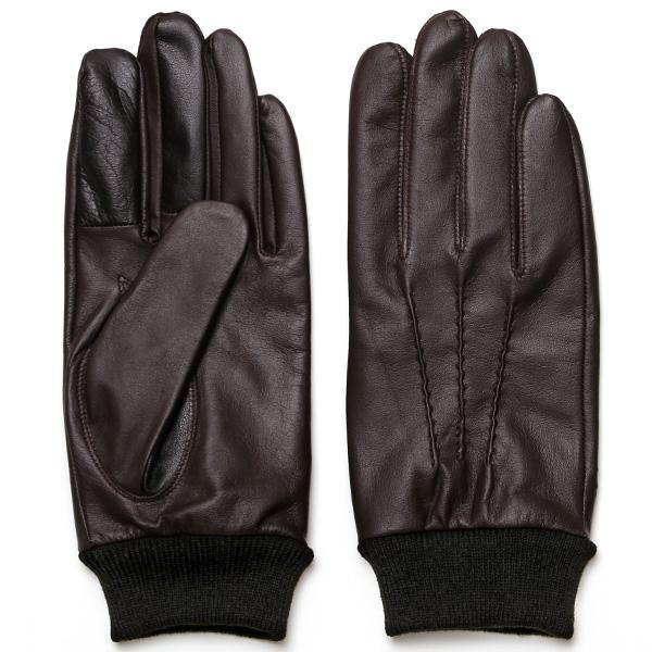 革手袋 本革 メンズ レザー 手袋 日本製 ブランド リブ付き ダーク