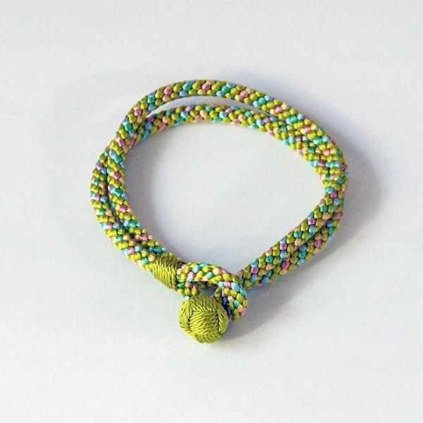 京くみひも 二重巻きブレスレット 利休（緑） 昇苑くみひも 組紐