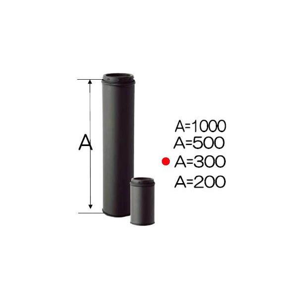 ストロング断熱黒耐熱ステンレス 2重煙突 半直筒 φ150mm×300mm バンド1