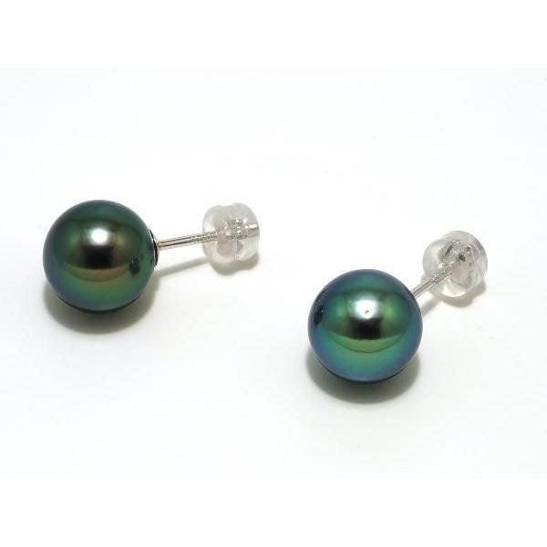 黒蝶真珠（黒真珠）ピアス9.5mm ピーコックグリーン : 真珠専門店