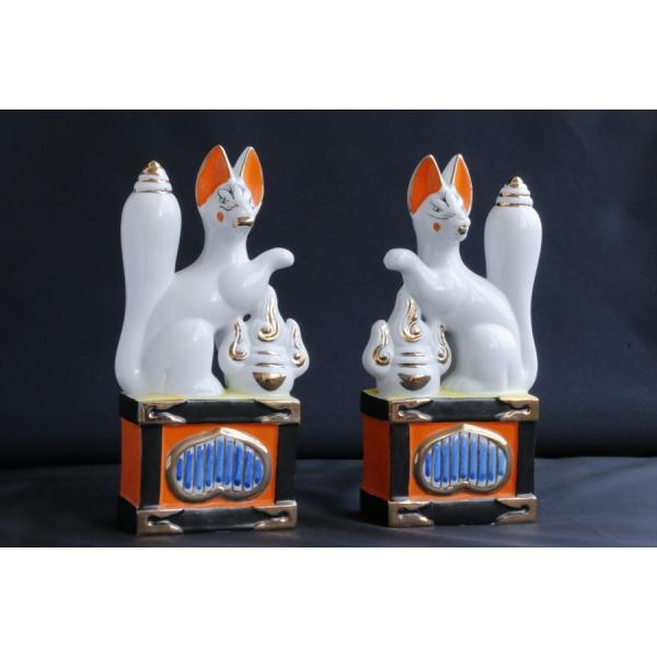 神棚 神具 仏具 やまこう 大 稲荷 一対 □ 7寸 高さ 22cm □ 狐 お