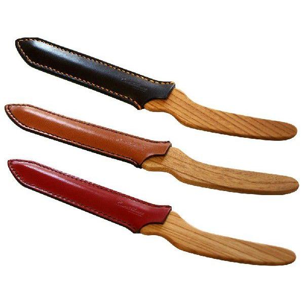 木製ペーパーナイフ 弐型 栃木レザー 日本製「CAME's House」 本革製