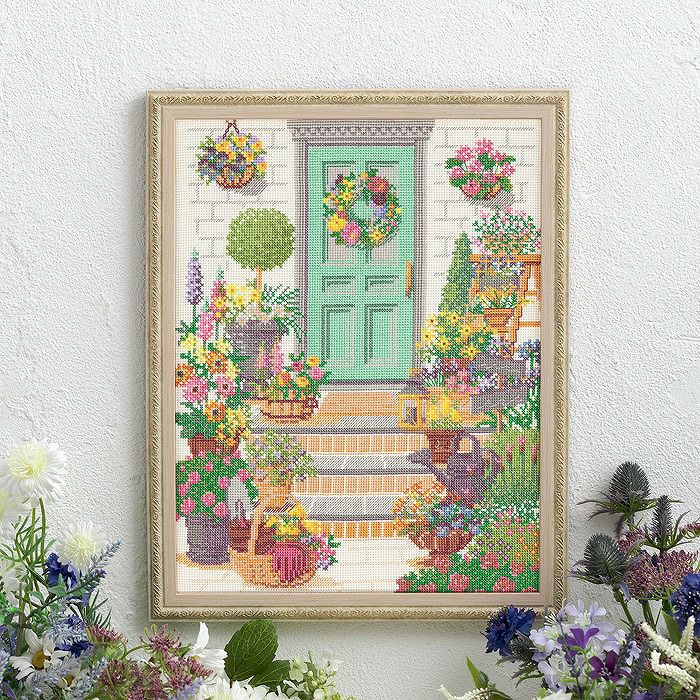 クロスステッチフレーム＜花桃リースのお雛様＞ | リバティ 生地